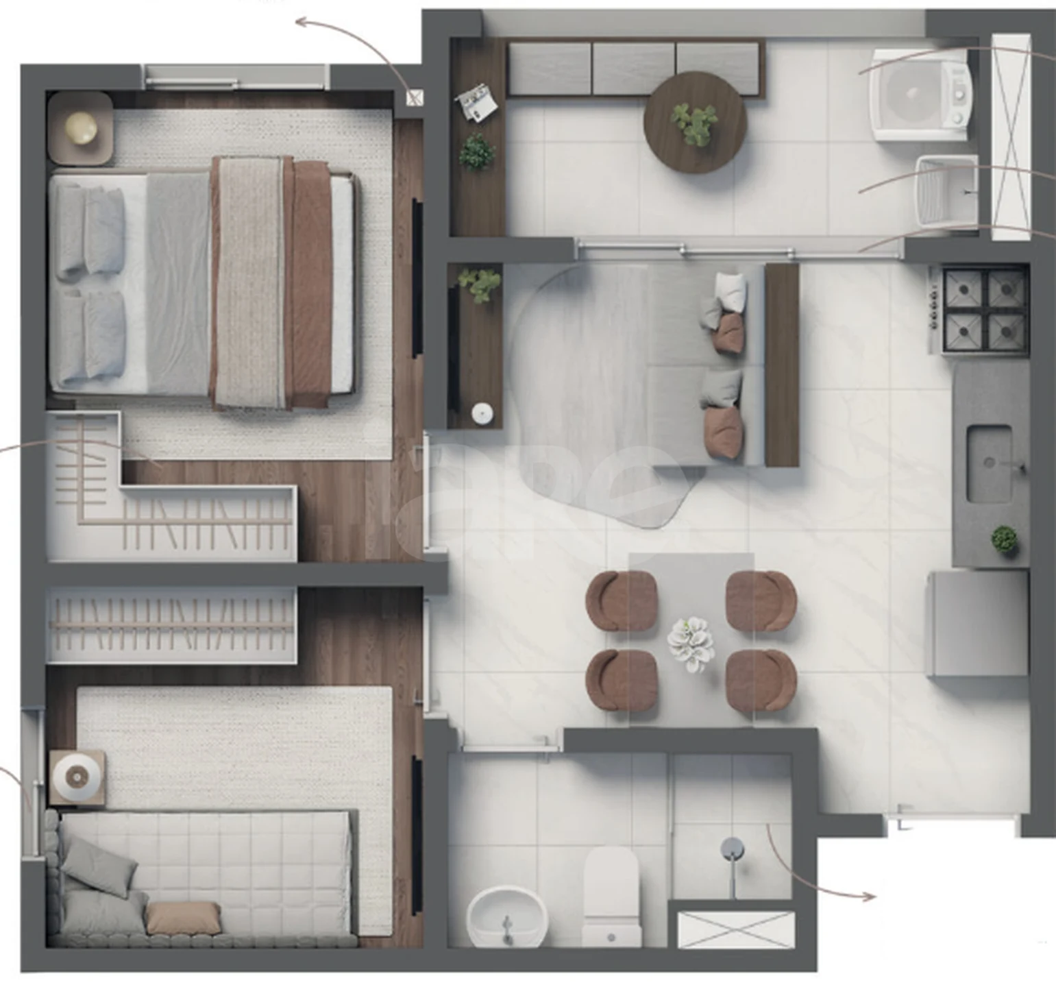 Planta — Apartamento 36,75 m²