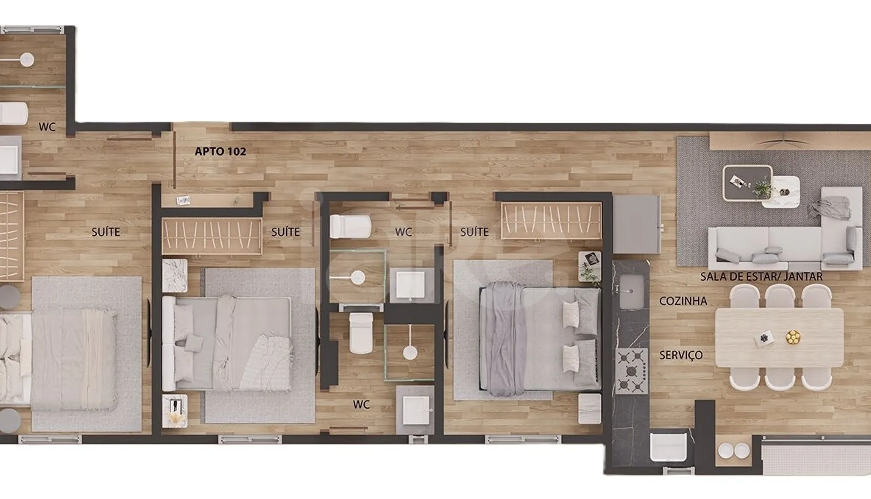Planta — Apartamento 75,4 m²