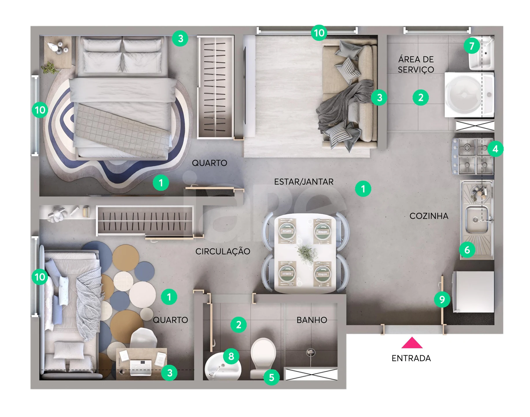 Planta — Apartamento 35,13 m²