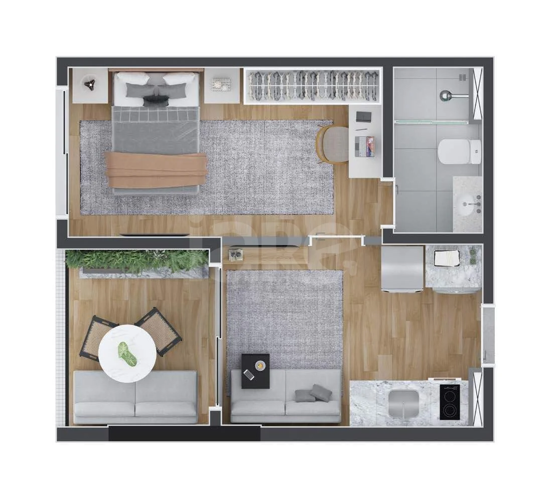 Planta — Studio 27,02 m²