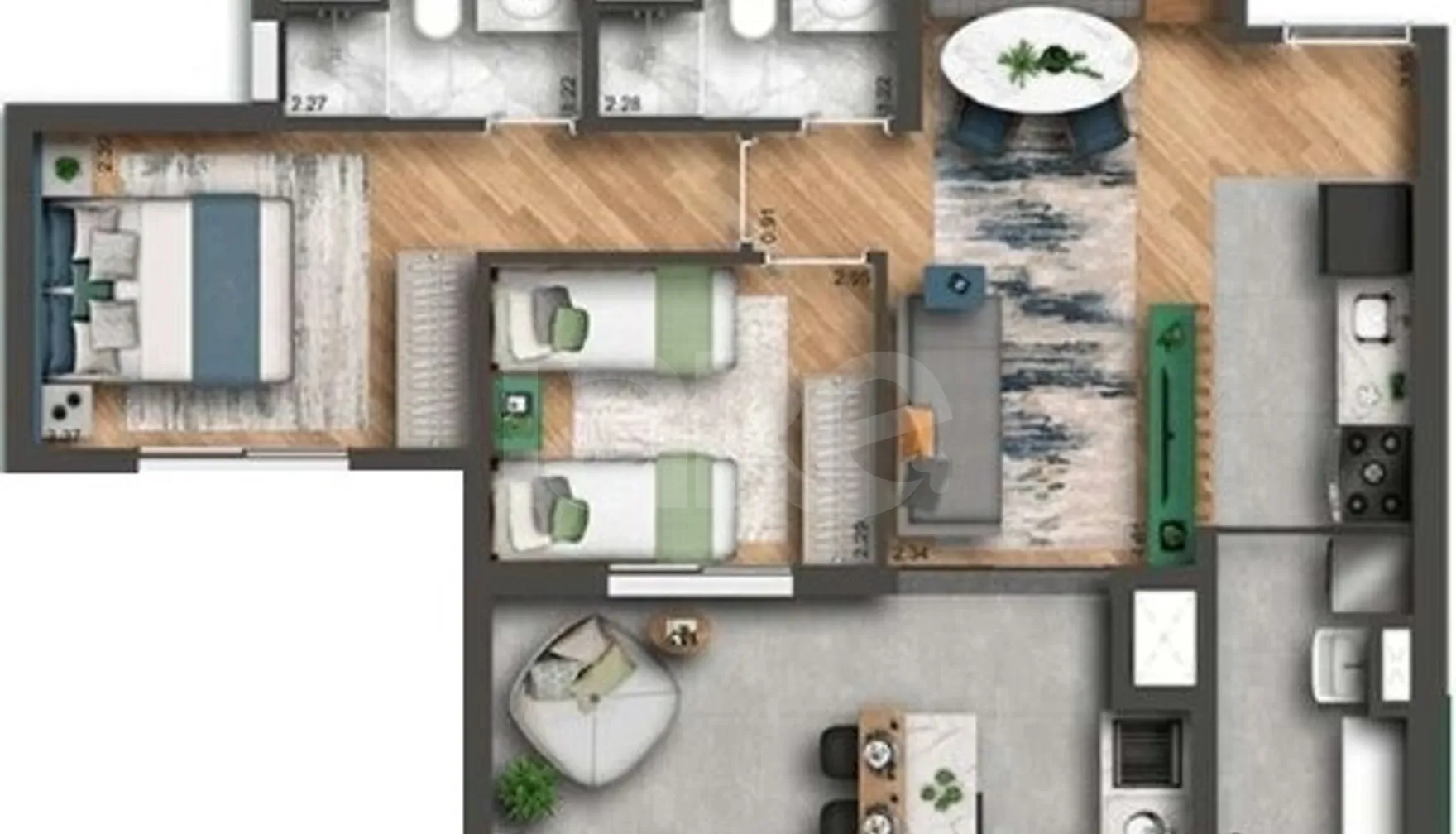 Planta — Apartamento 63,54 m²
