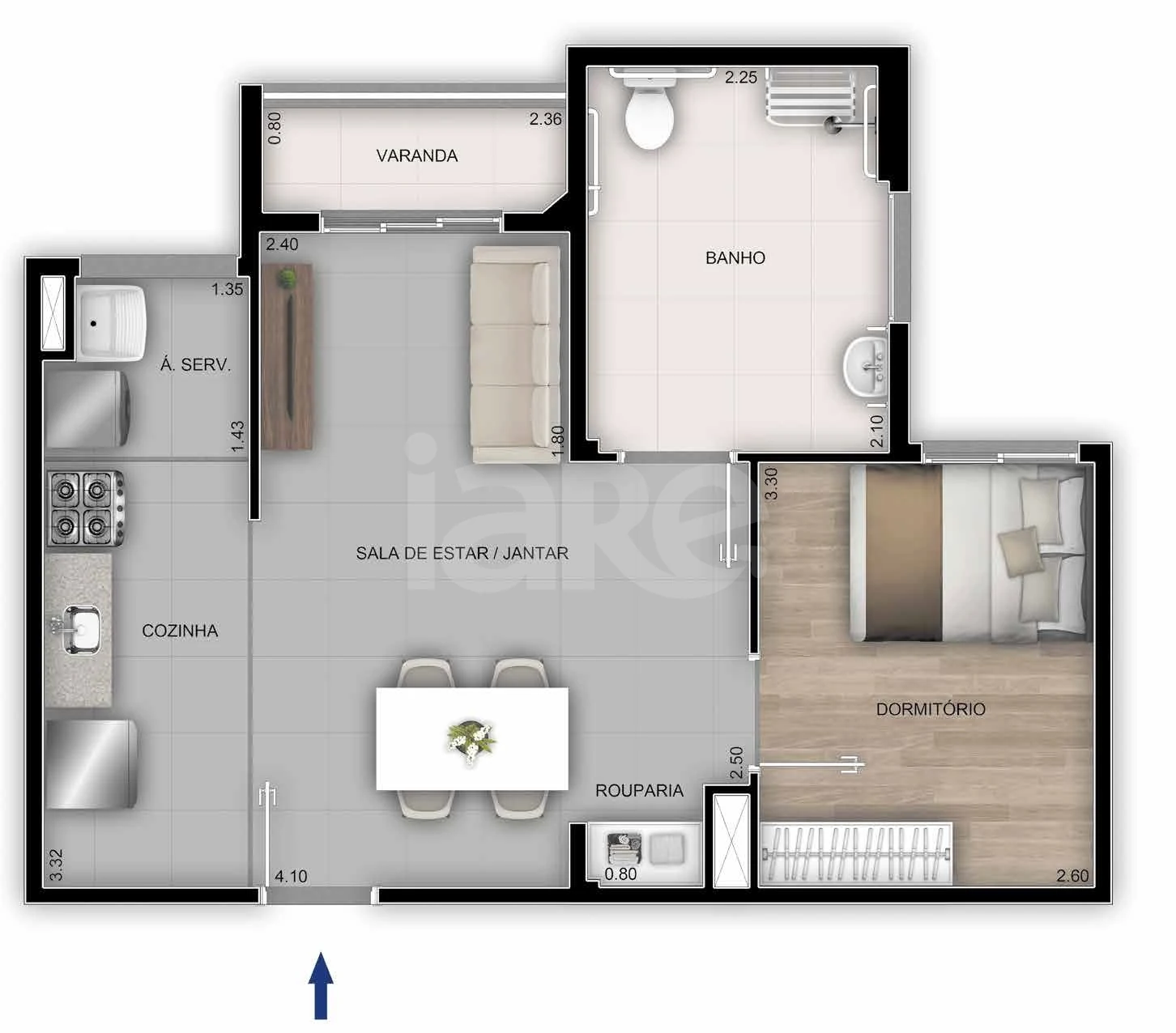Planta — Apartamento 48 m²