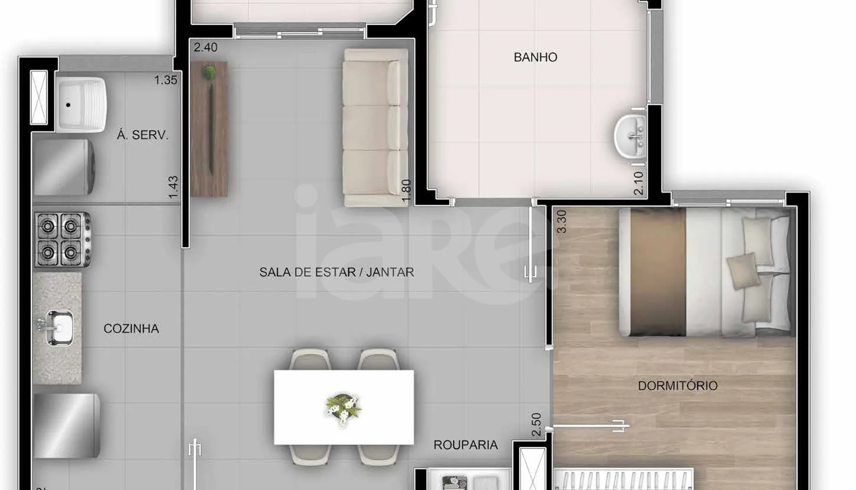 Planta — Apartamento 48 m²