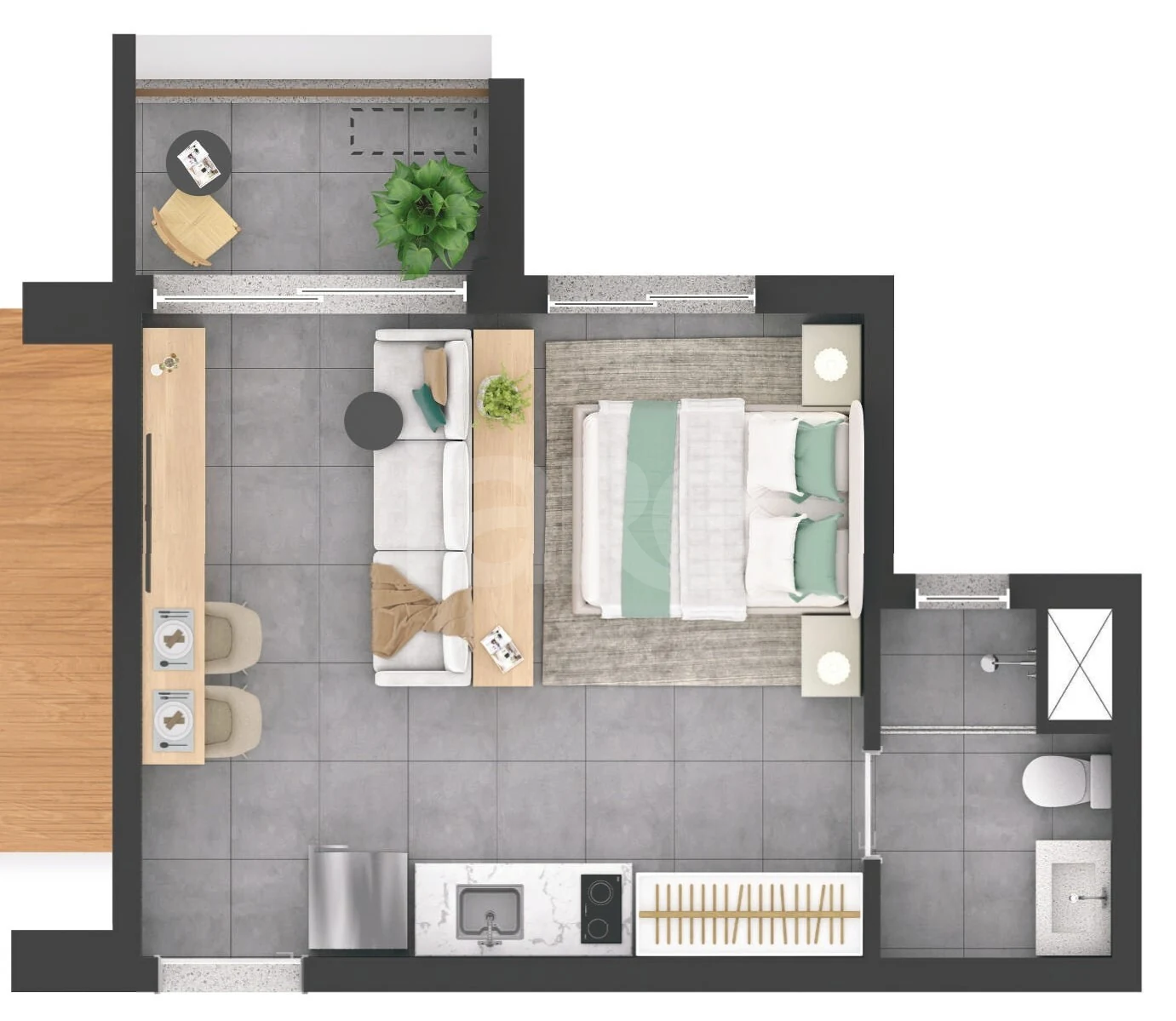 Planta — Studio 30,47 m²