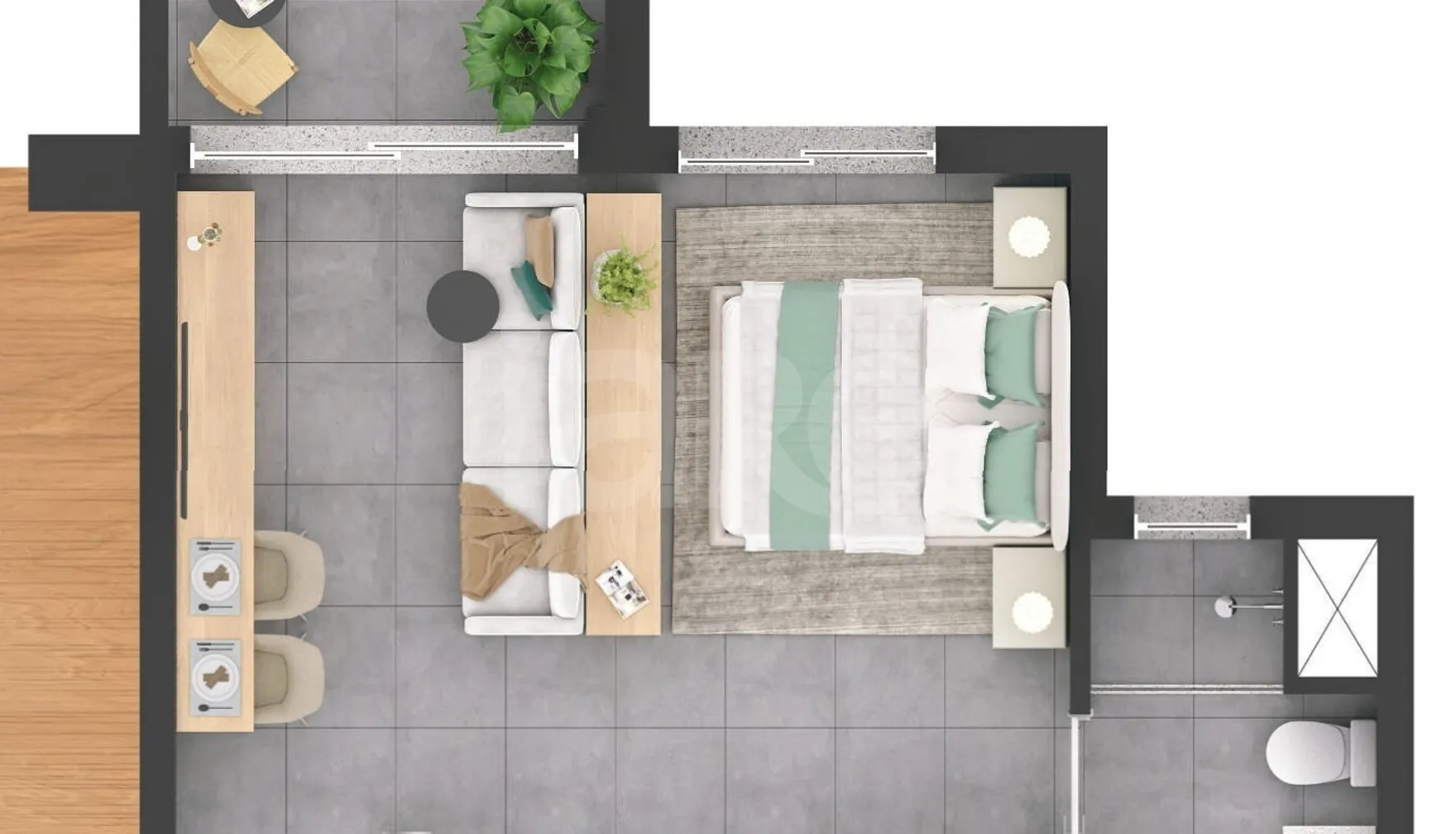 Planta — Studio 30,47 m²