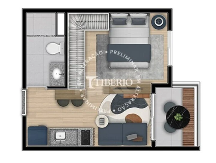 Planta — Studio 25,3 m²