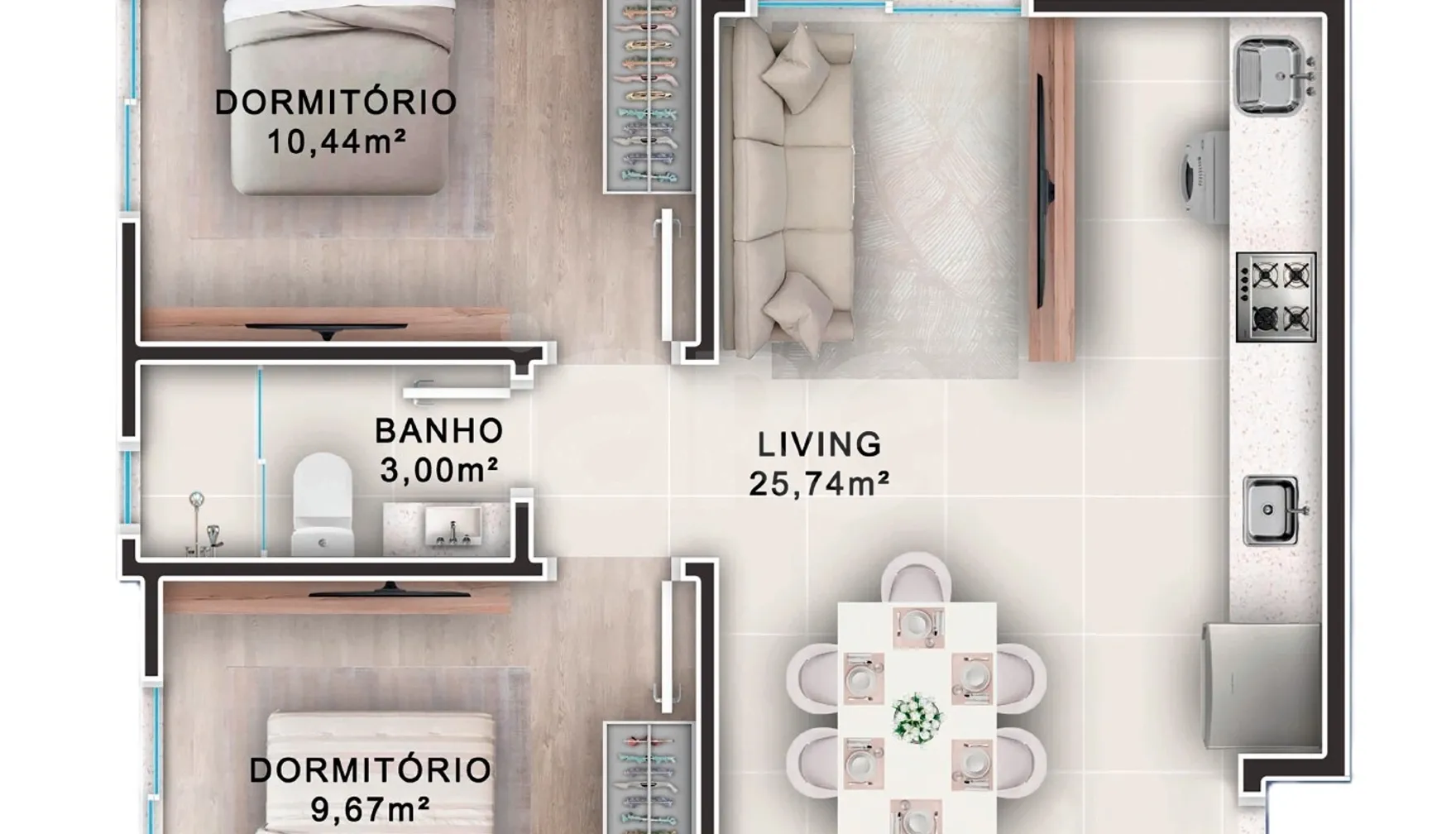 Planta — Apartamento 60,22 m²
