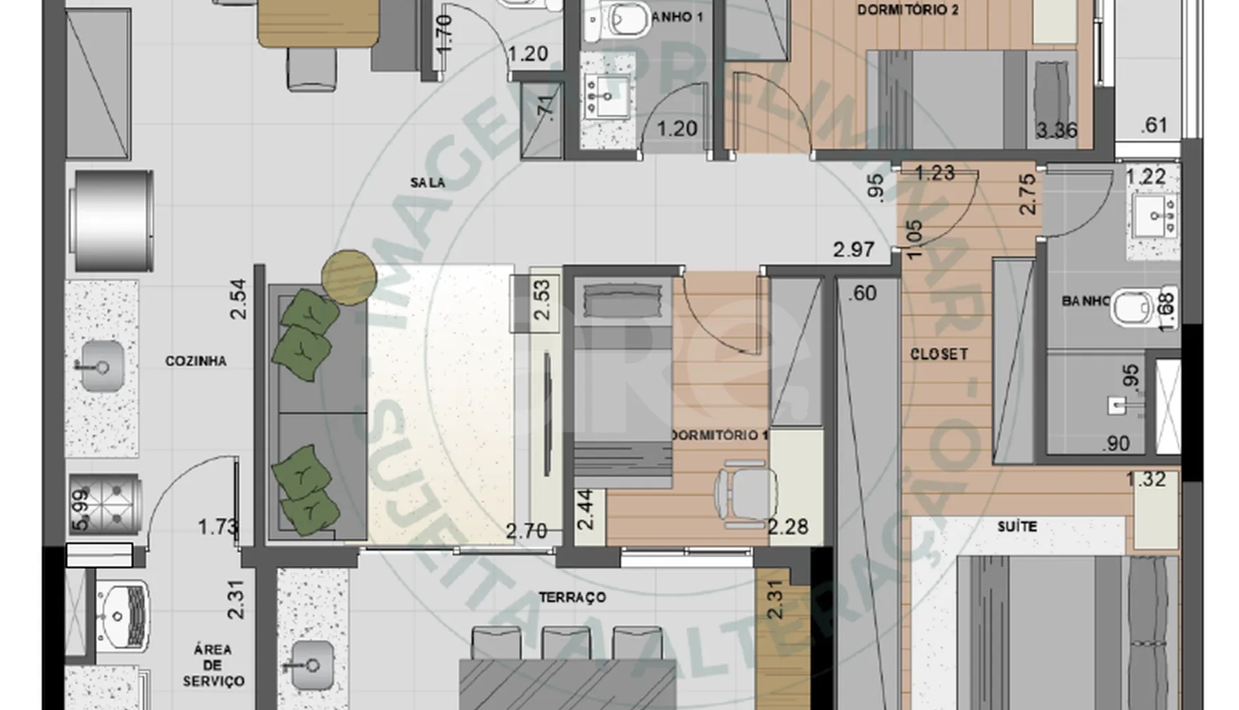 Planta — Apartamento 90,73 m²