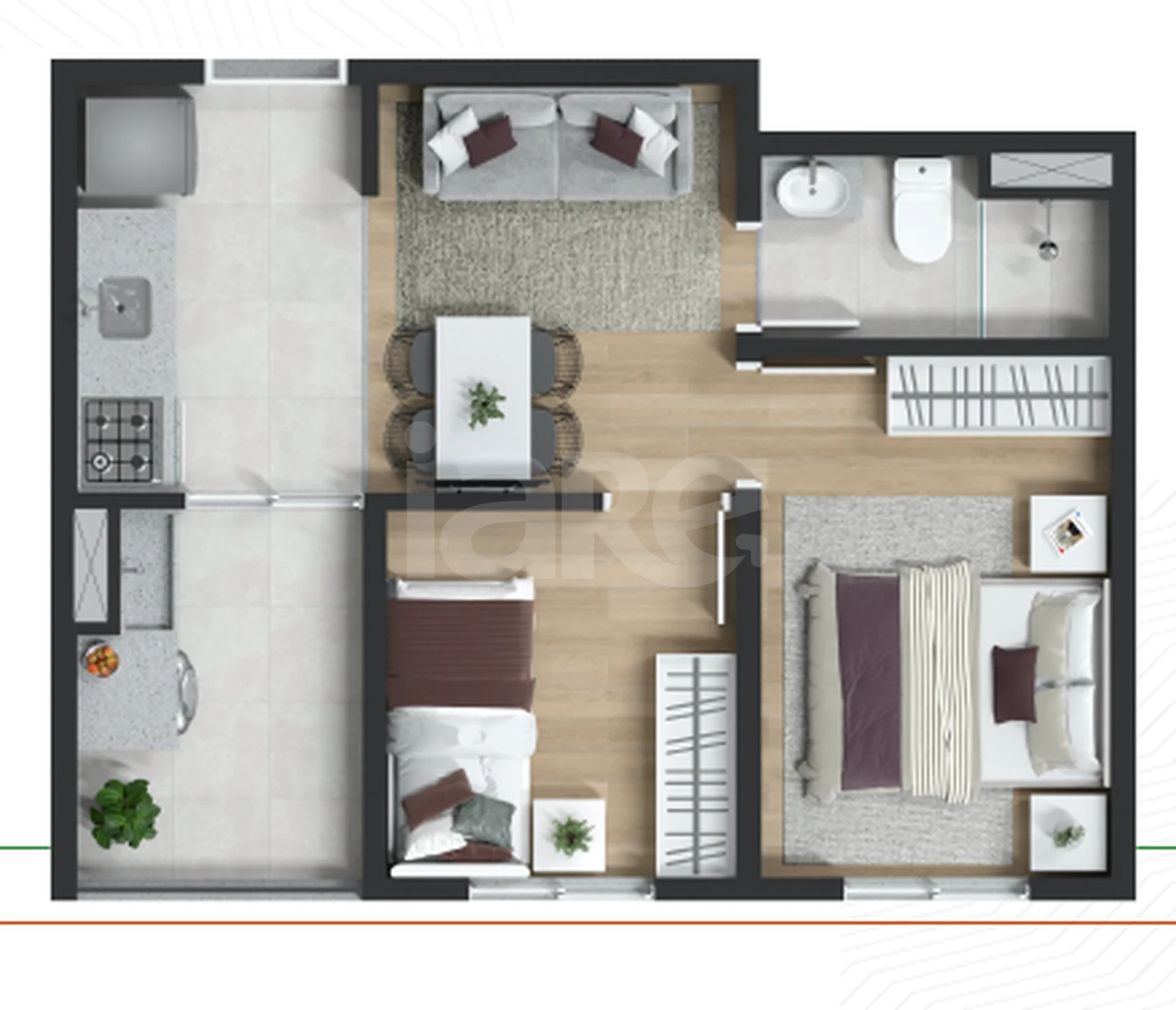 Planta — Apartamento 33,79 m²
