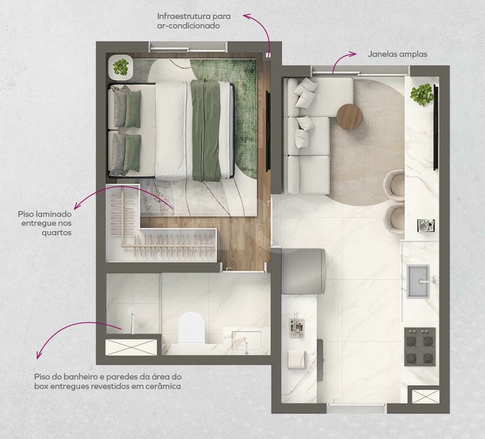 Planta — Apartamento 24,1 m²