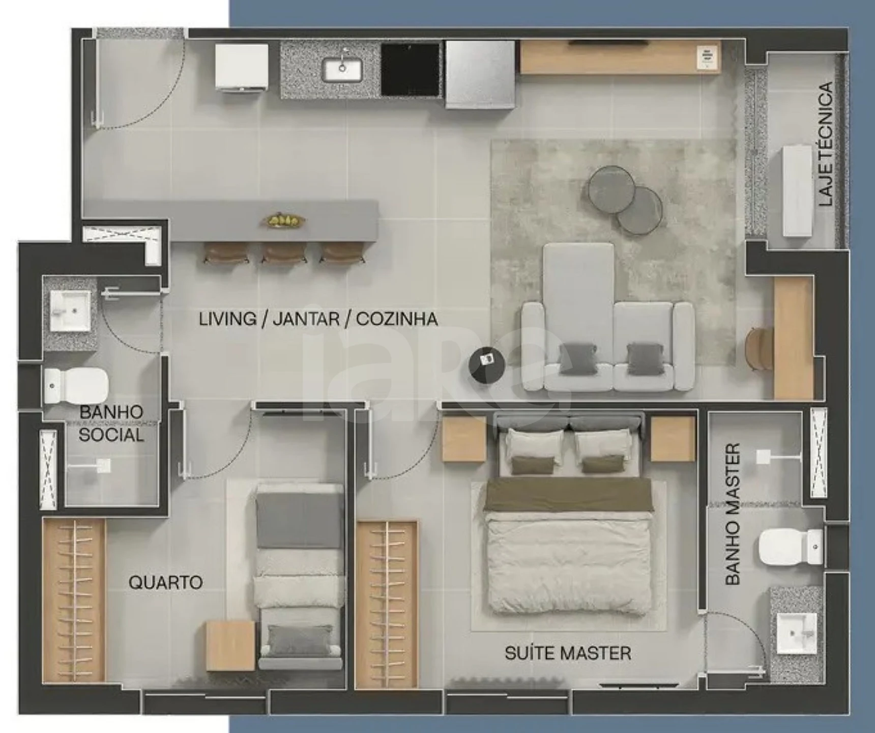 Planta — Apartamento 56,64 m²
