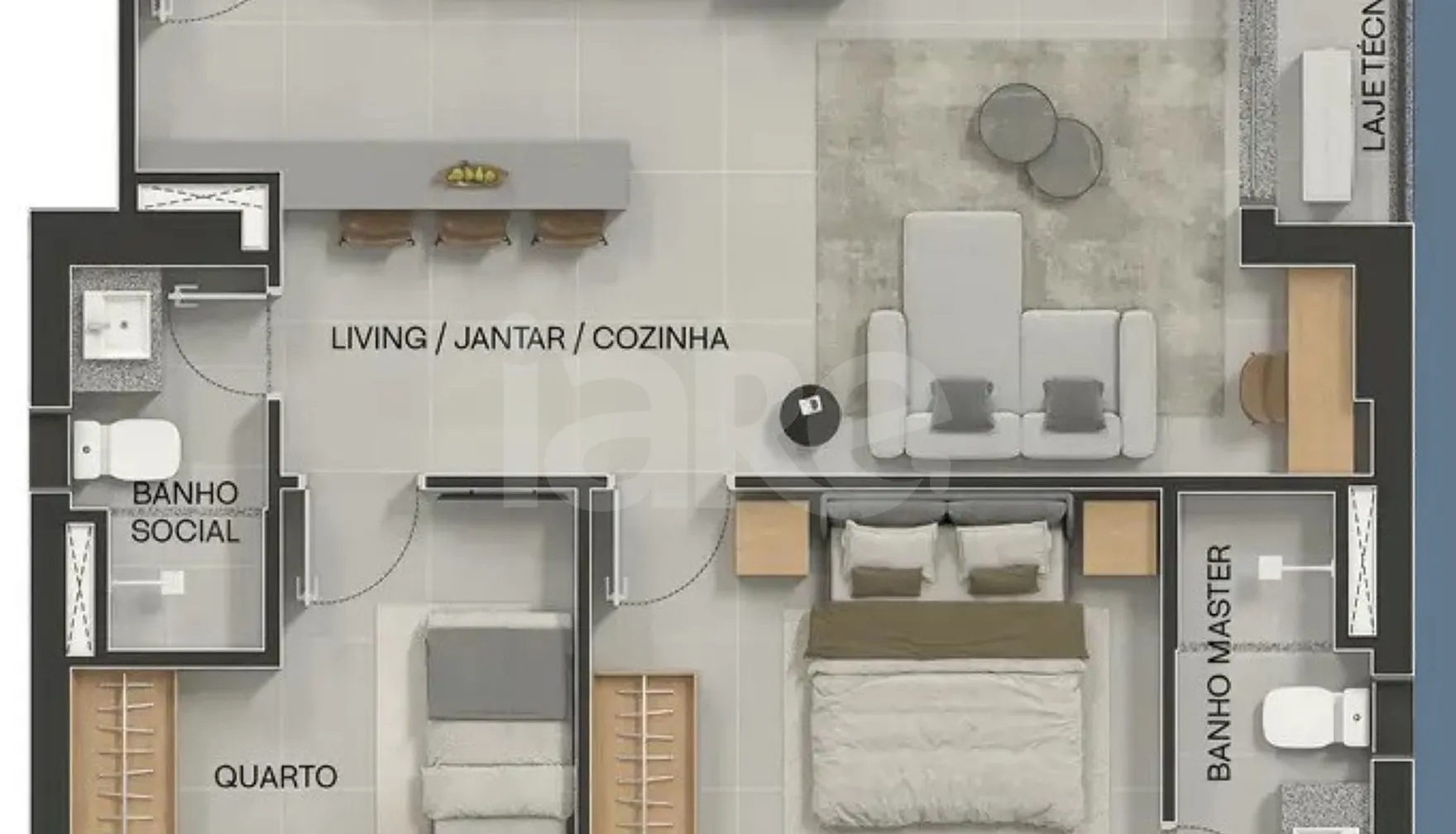Planta — Apartamento 56,64 m²