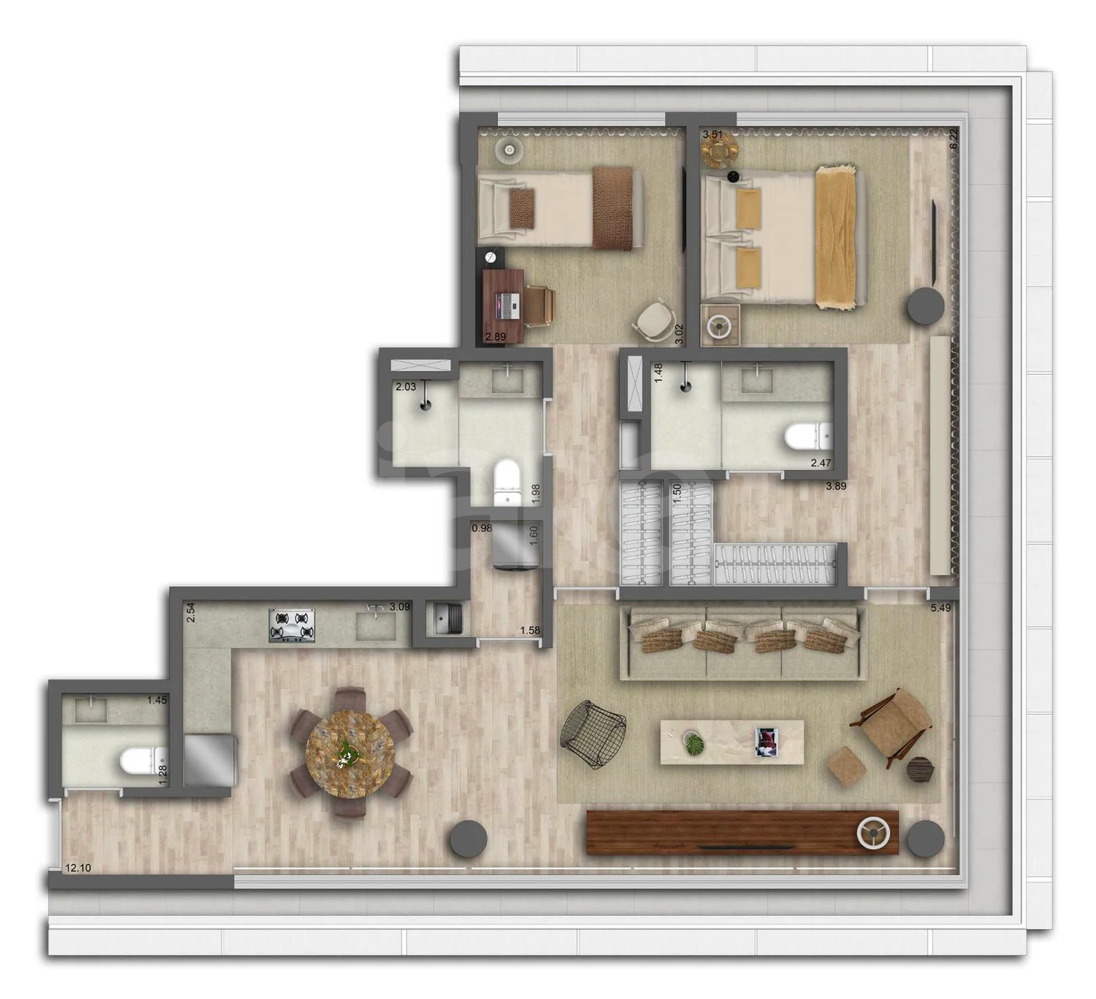 Planta — Apartamento 114,08 m²