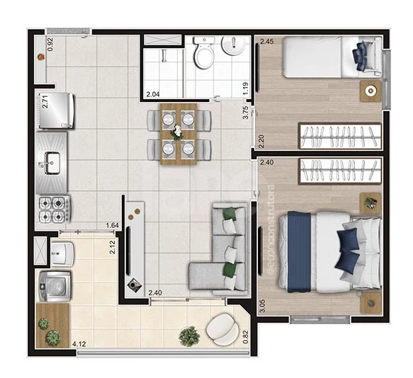 Planta — Apartamento 41,89 m²