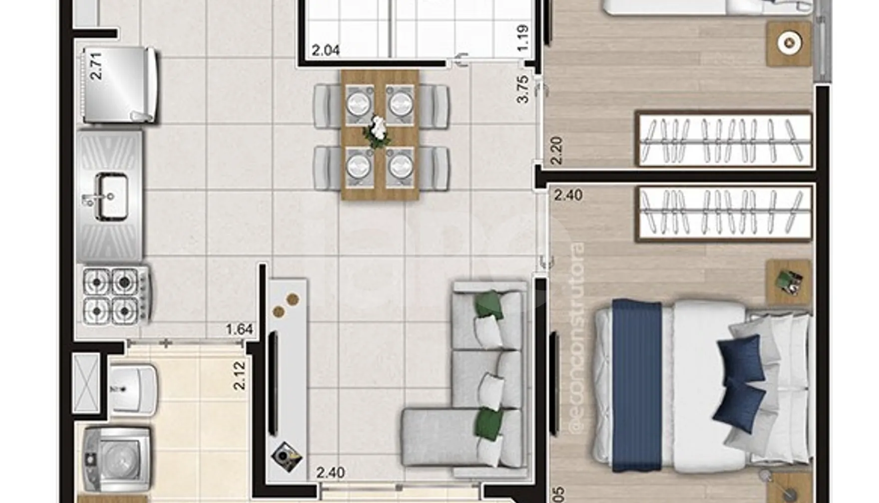 Planta — Apartamento 41,89 m²