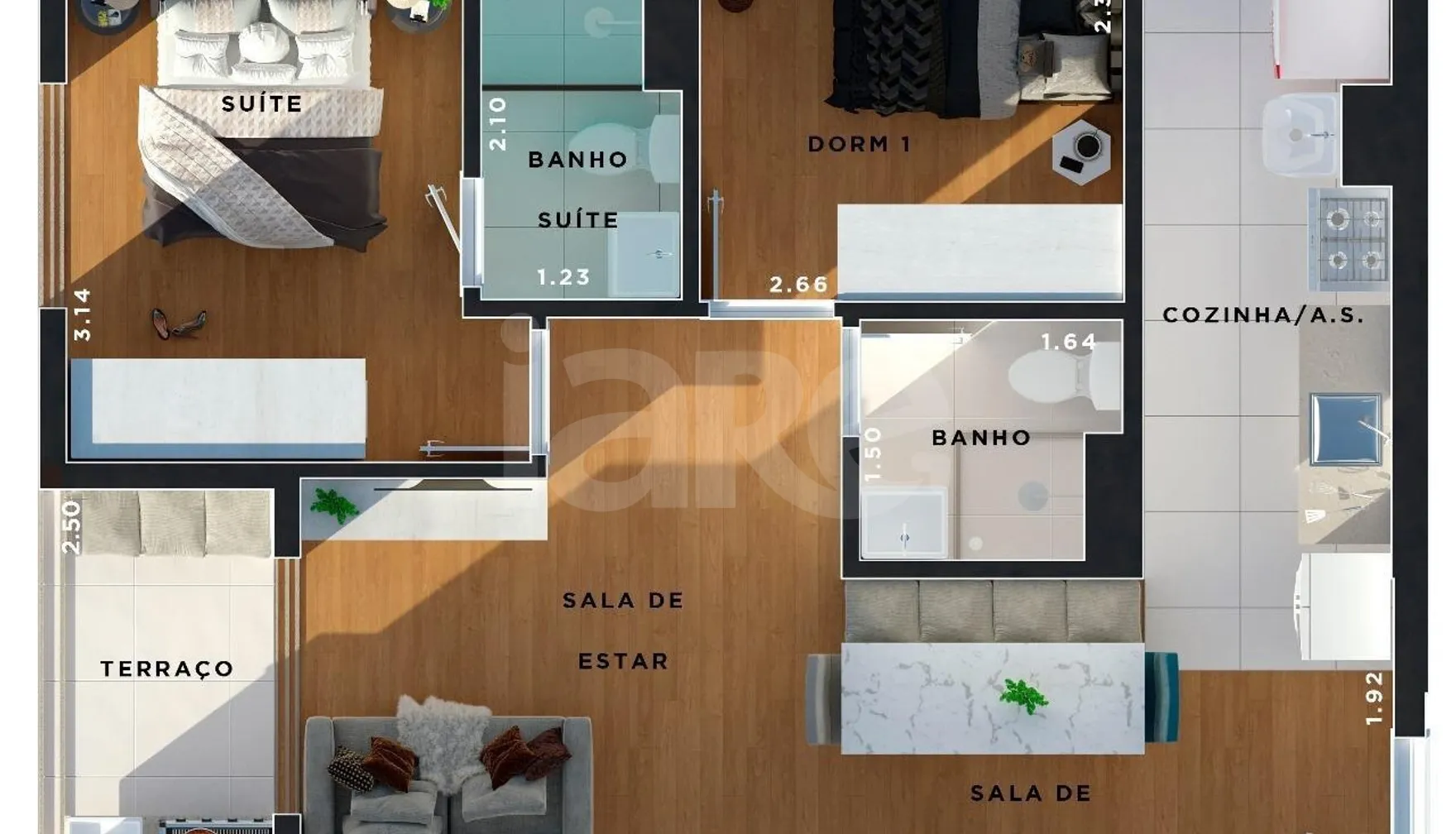 Planta — Apartamento 52,76 m²