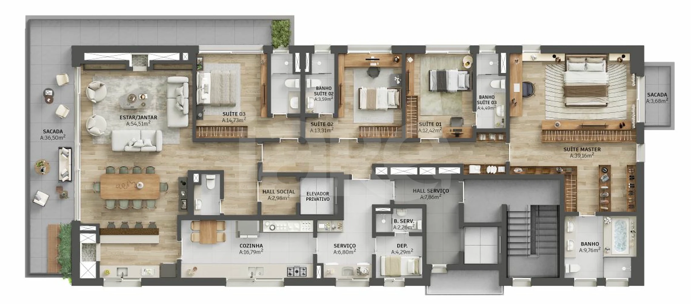 Planta — Apartamento 307,6 m²
