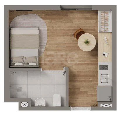 Planta — Studio 21,73 m²