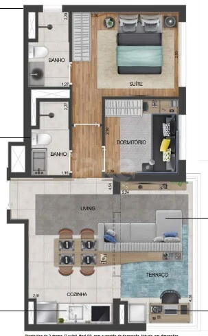 Planta — Apartamento 51,97 m²