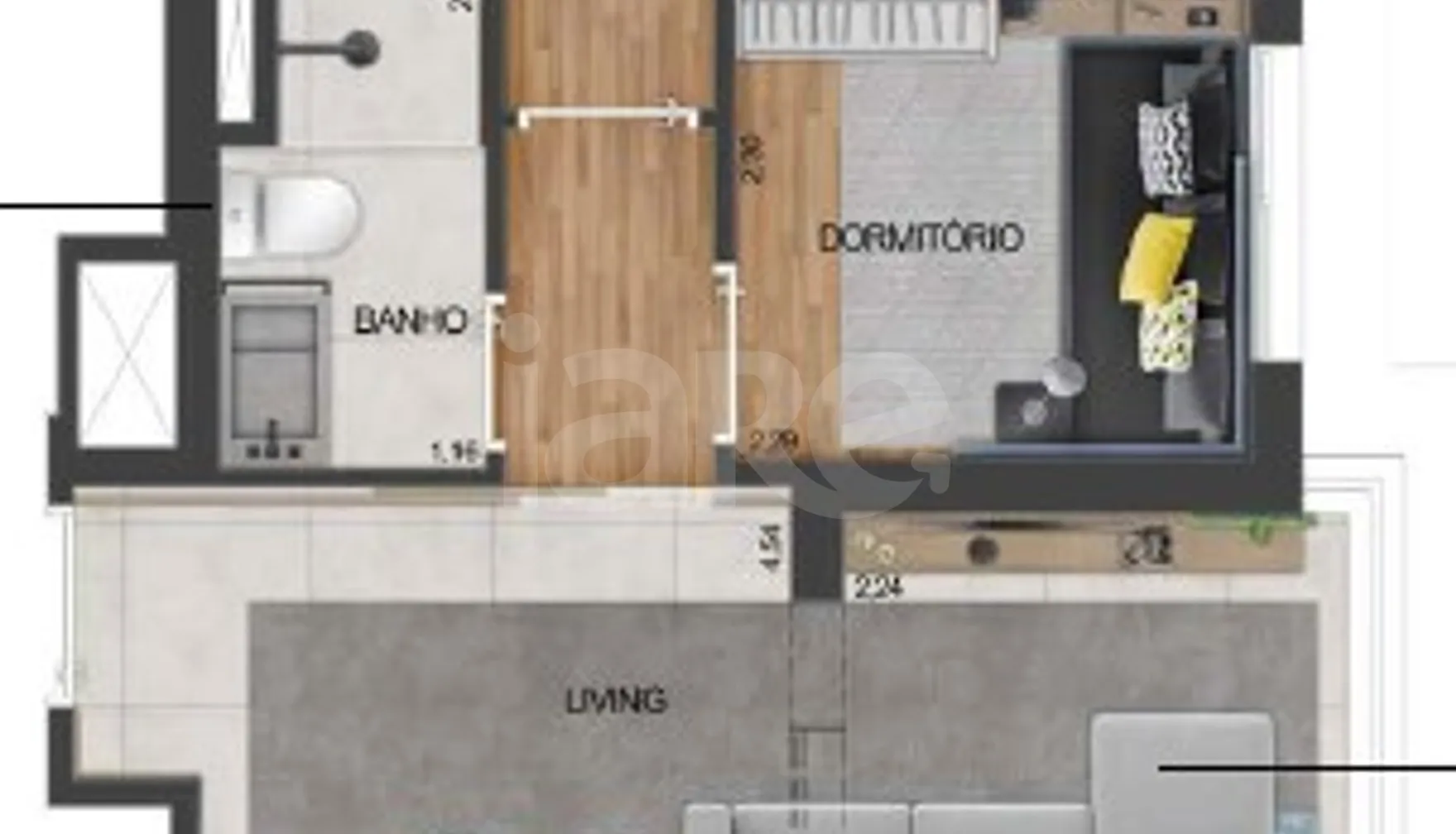 Planta — Apartamento 51,97 m²