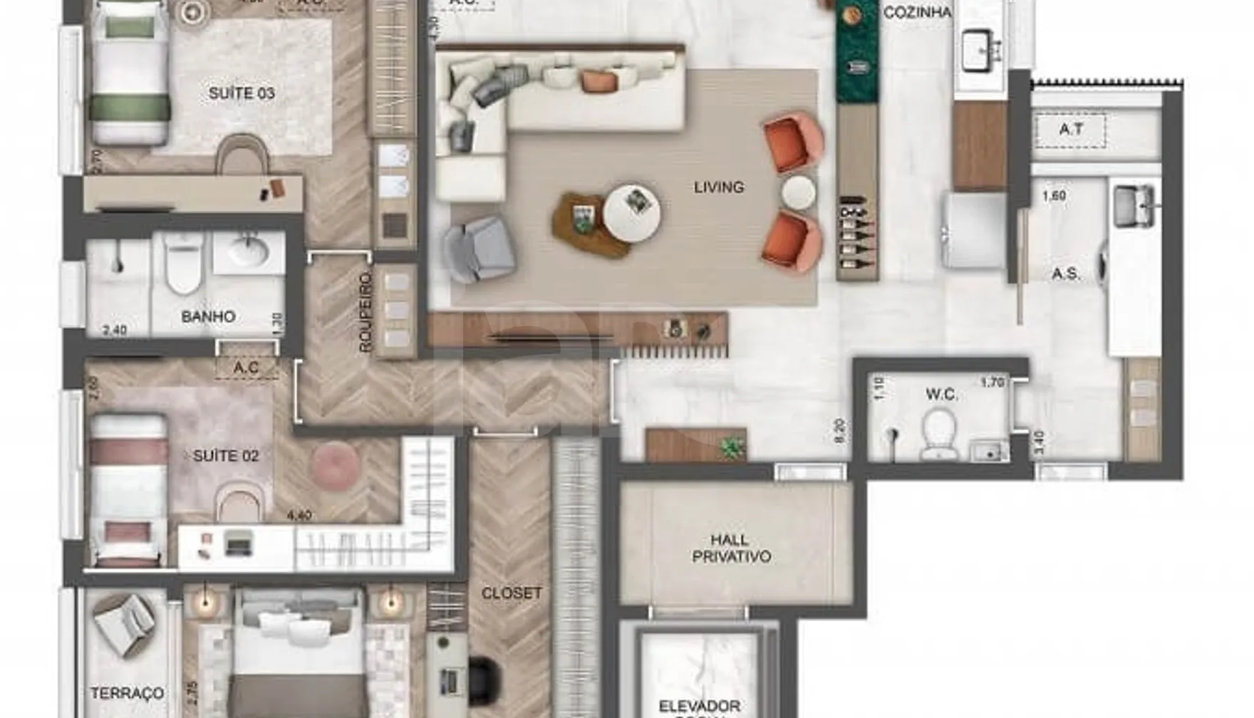 Planta — Apartamento 142 m²