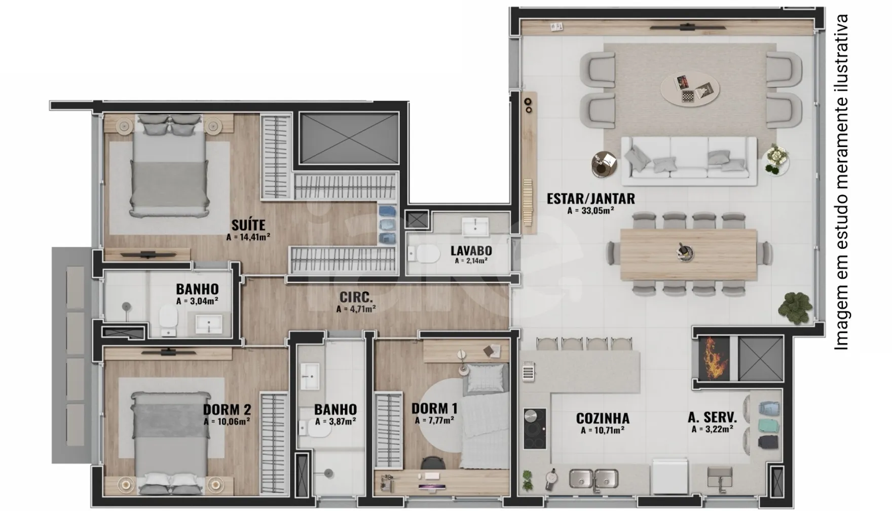 Planta — Apartamento 114,33 m²