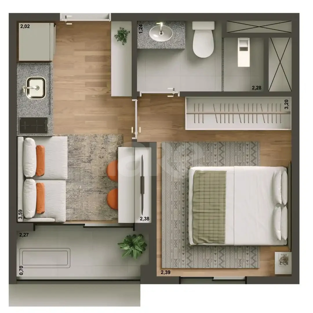 Planta — Apartamento 28,86 m²