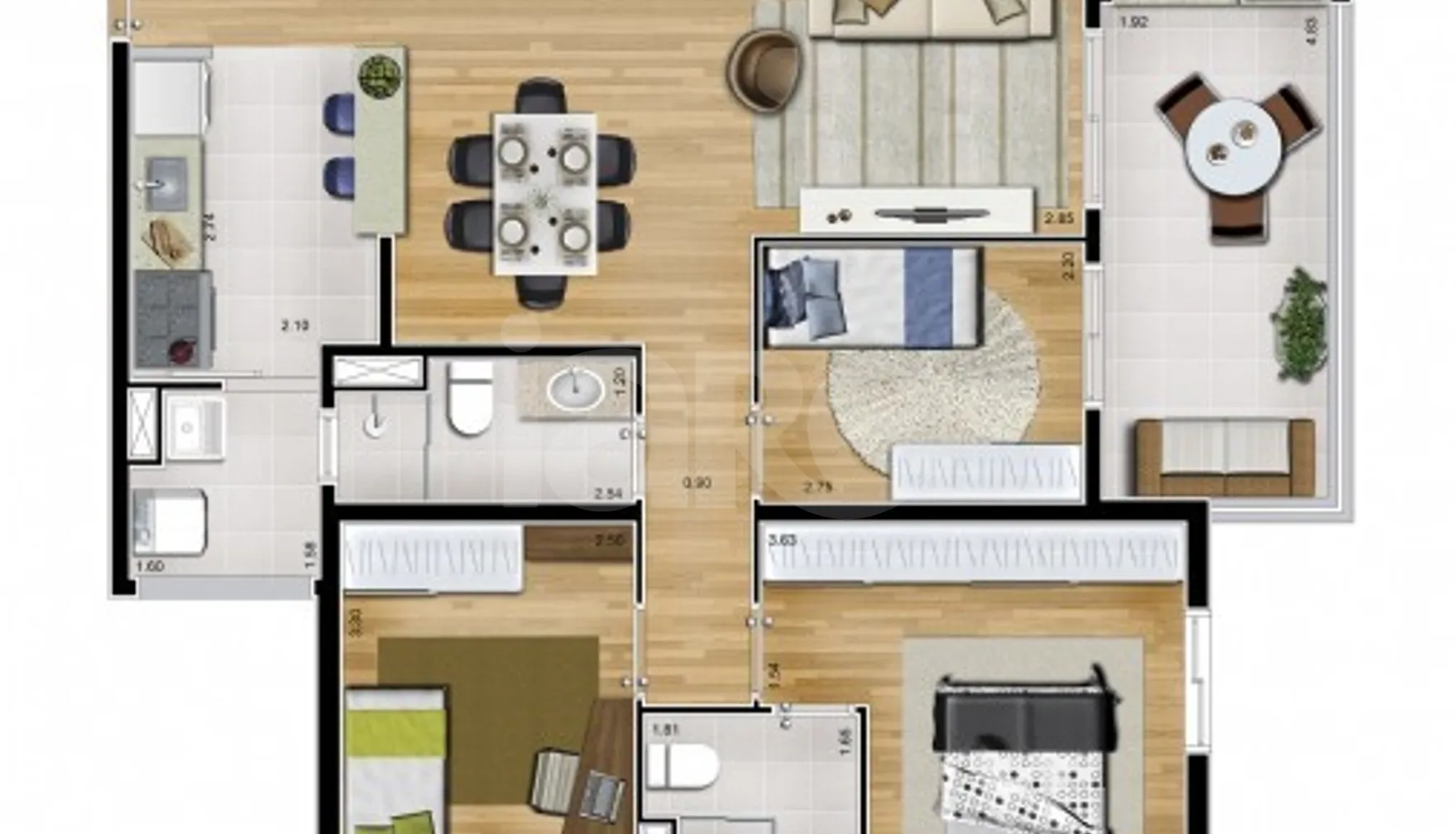 Planta — Apartamento 83,92 m²