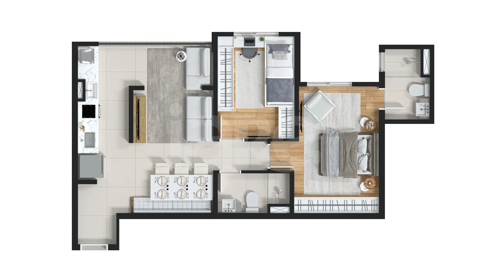 Planta — Apartamento 57 m²