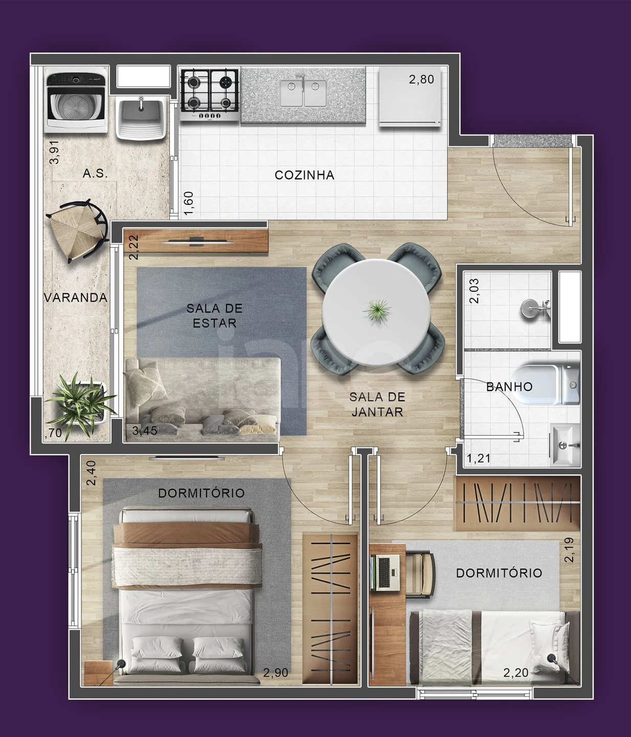 Planta — Apartamento 36,72 m²