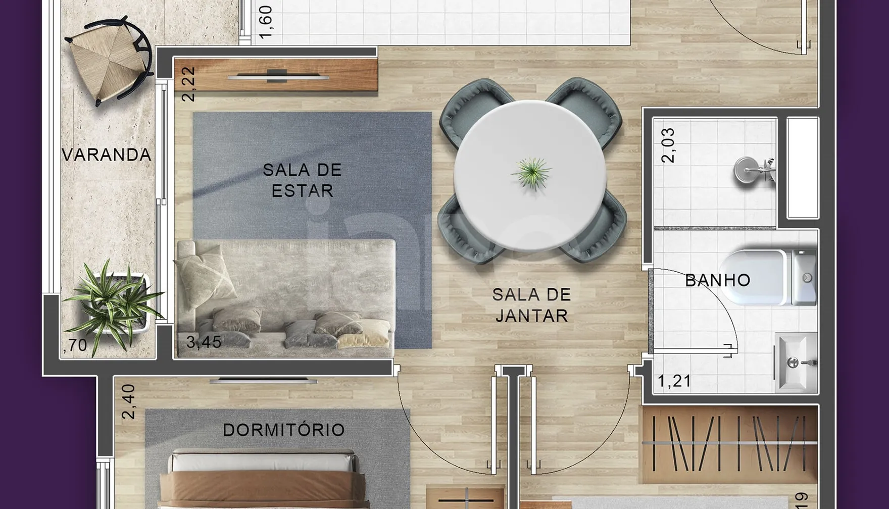 Planta — Apartamento 36,72 m²