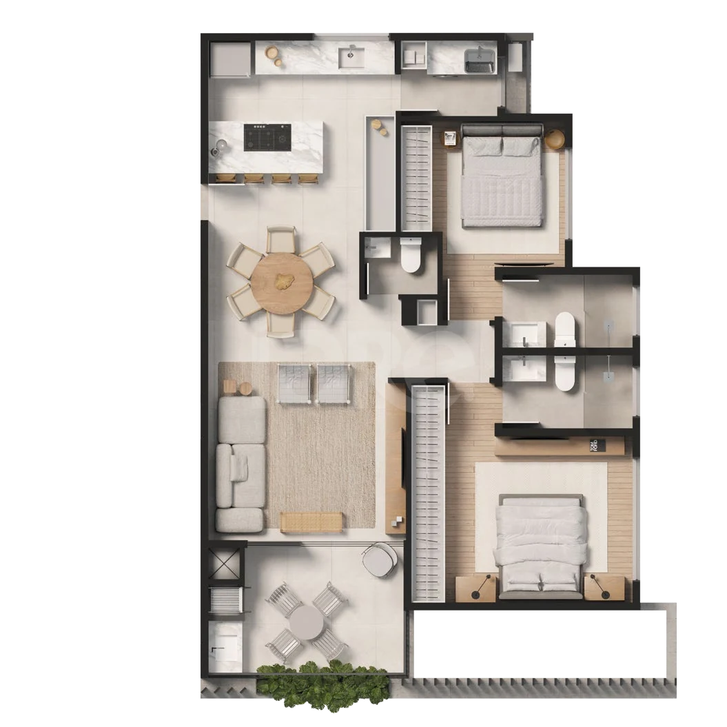 Planta — Apartamento 91,33 m²