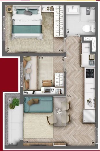 Planta — Apartamento 41,27 m²