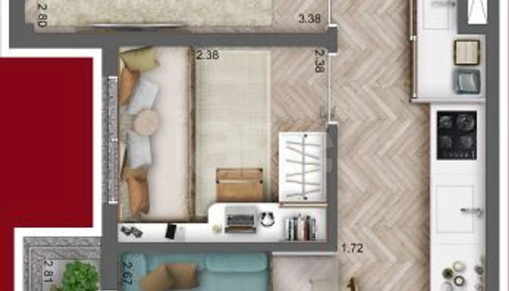 Planta — Apartamento 41,27 m²