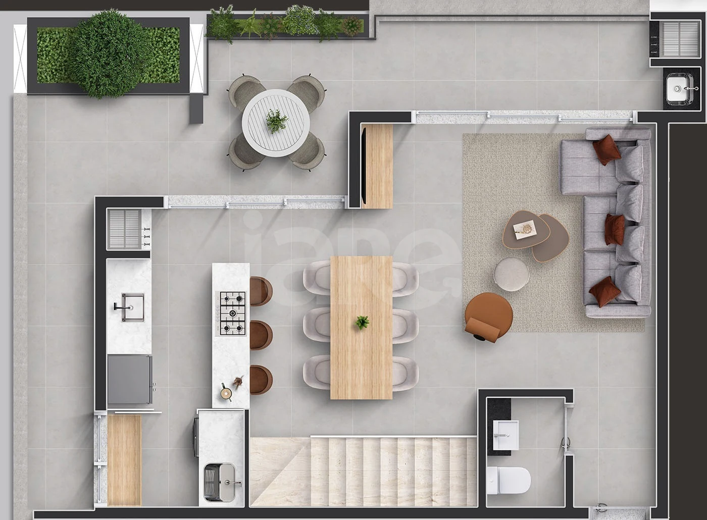 Planta — Cobertura Duplex 94,98 m² · 1º pavimento