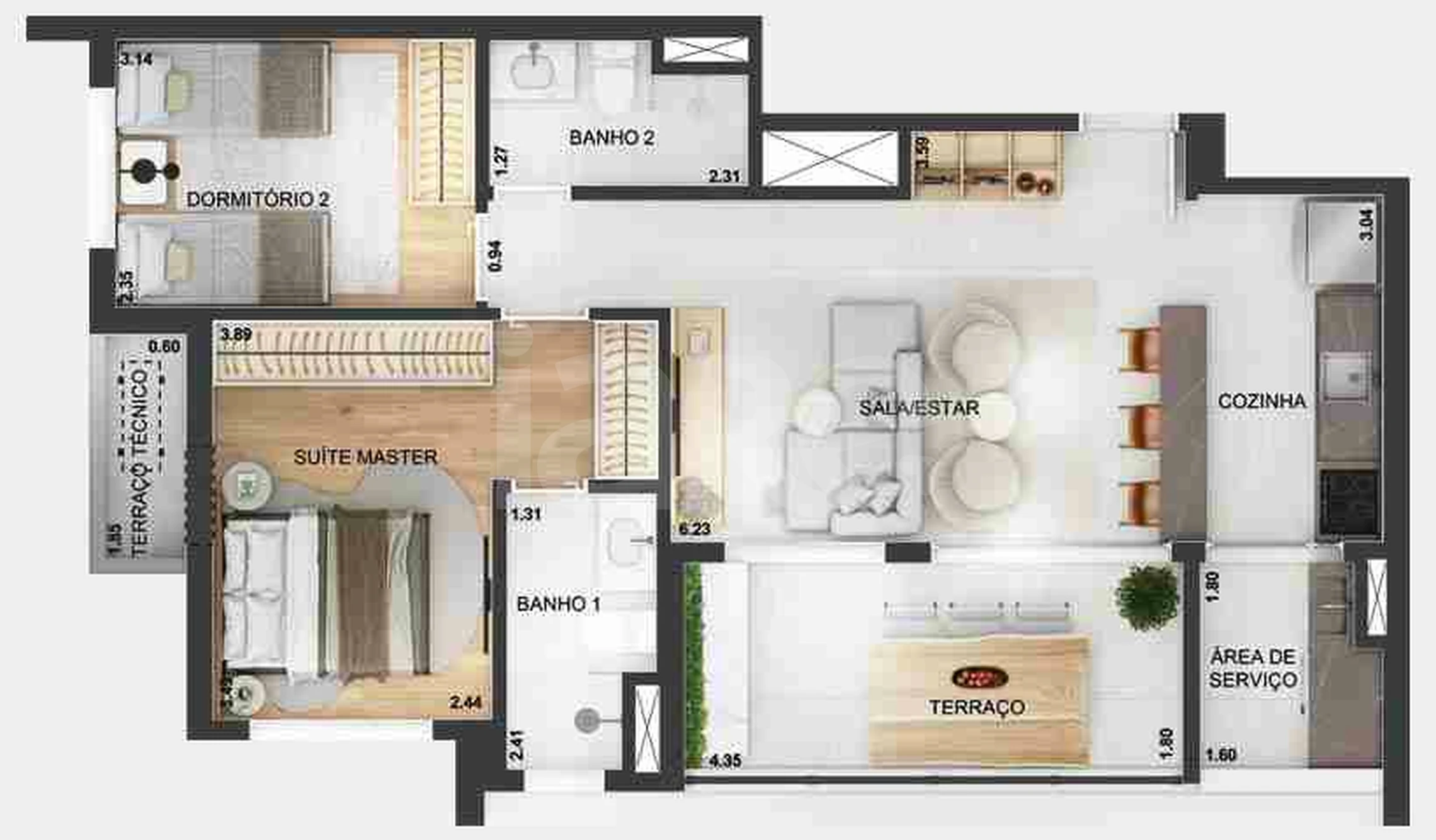 Planta — Apartamento 68,69 m²