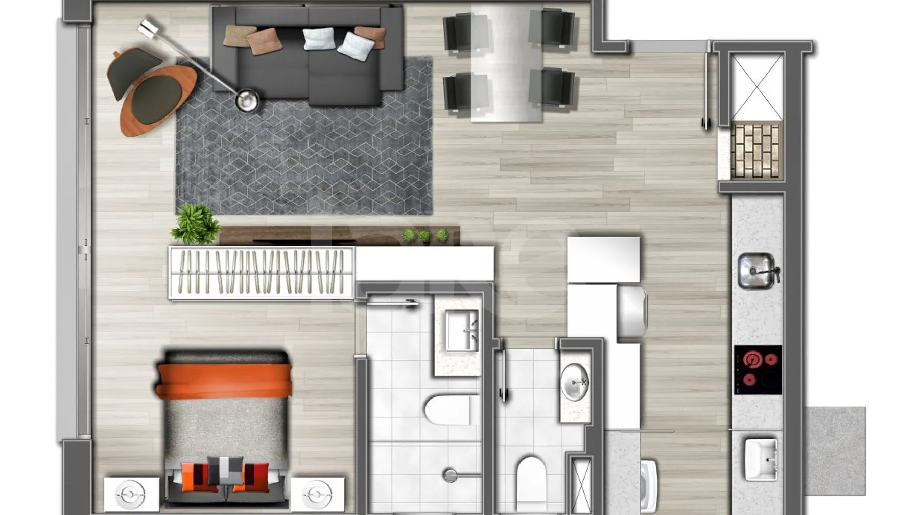 Planta — Apartamento 53,37 m²
