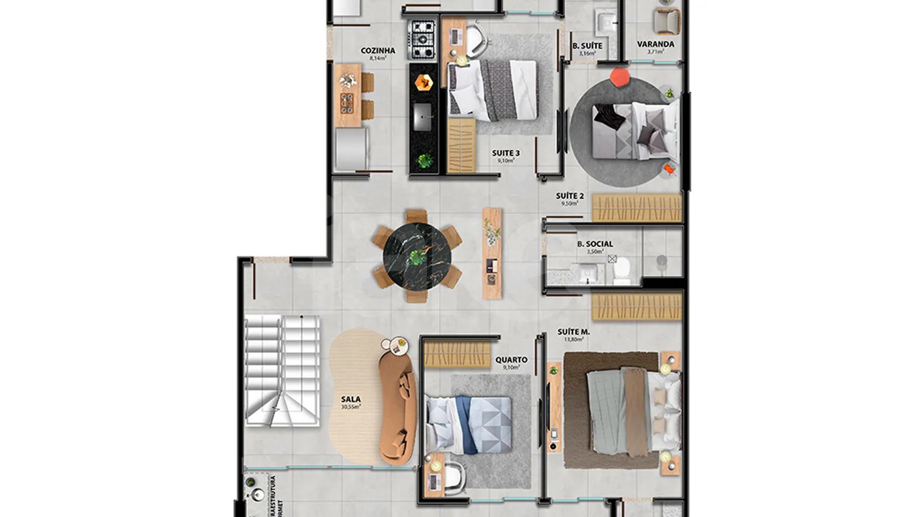 Planta — Cobertura Duplex 254,93 m²