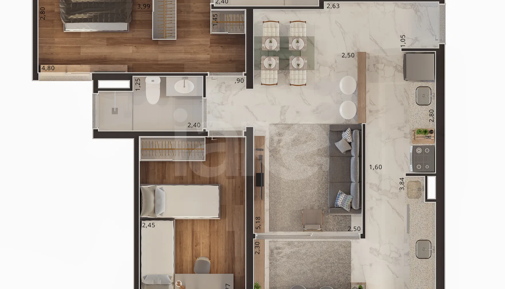 Planta — Apartamento 73,7 m²