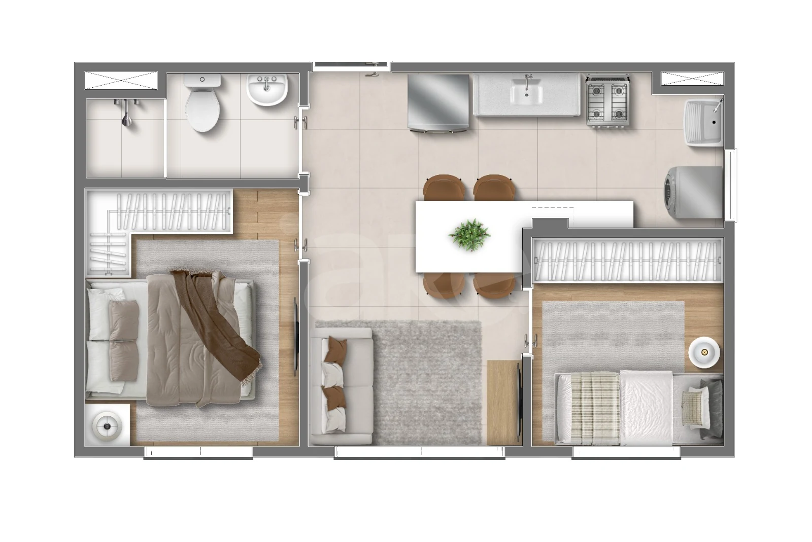 Planta — Apartamento 32,62 m²