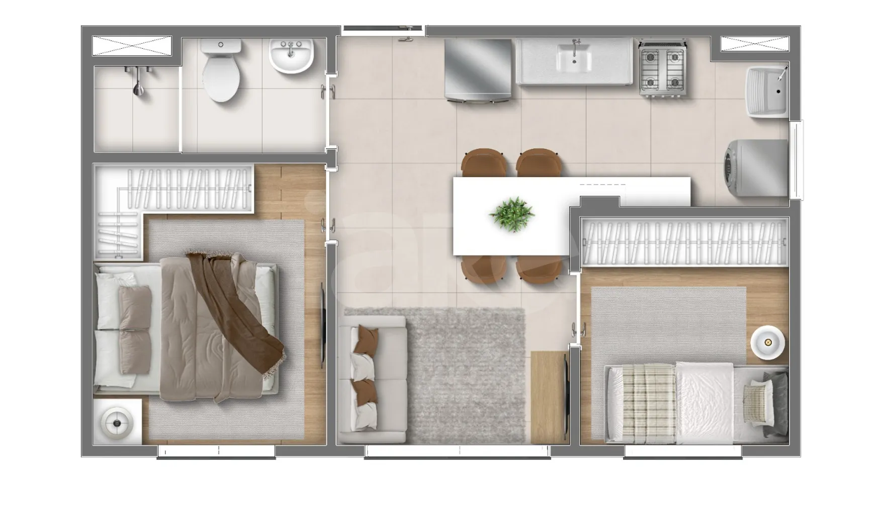 Planta — Apartamento 32,62 m²