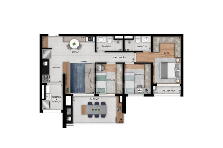 Planta — Apartamento 86,35 m²