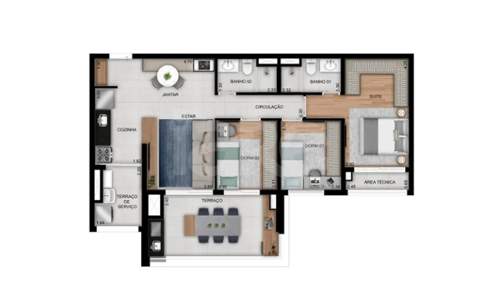 Planta — Apartamento 86,35 m²