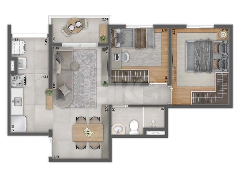 Planta — Apartamento 47,2 m²