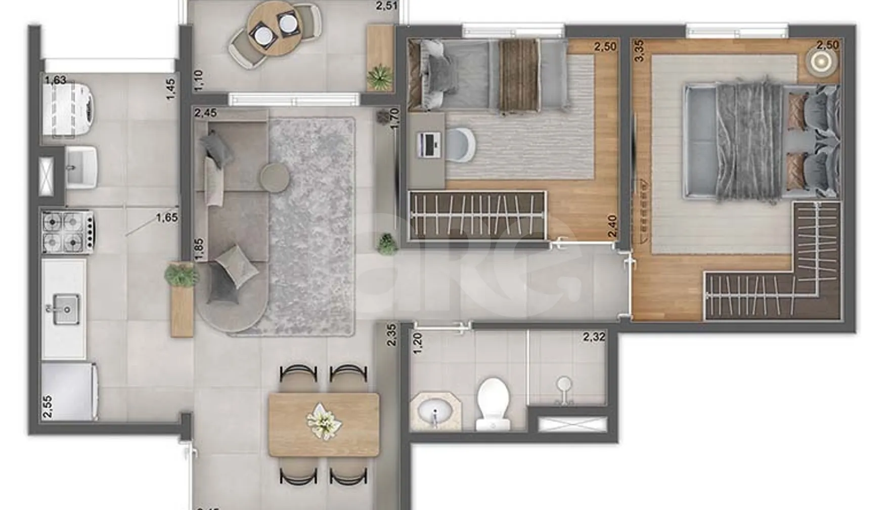 Planta — Apartamento 47,2 m²