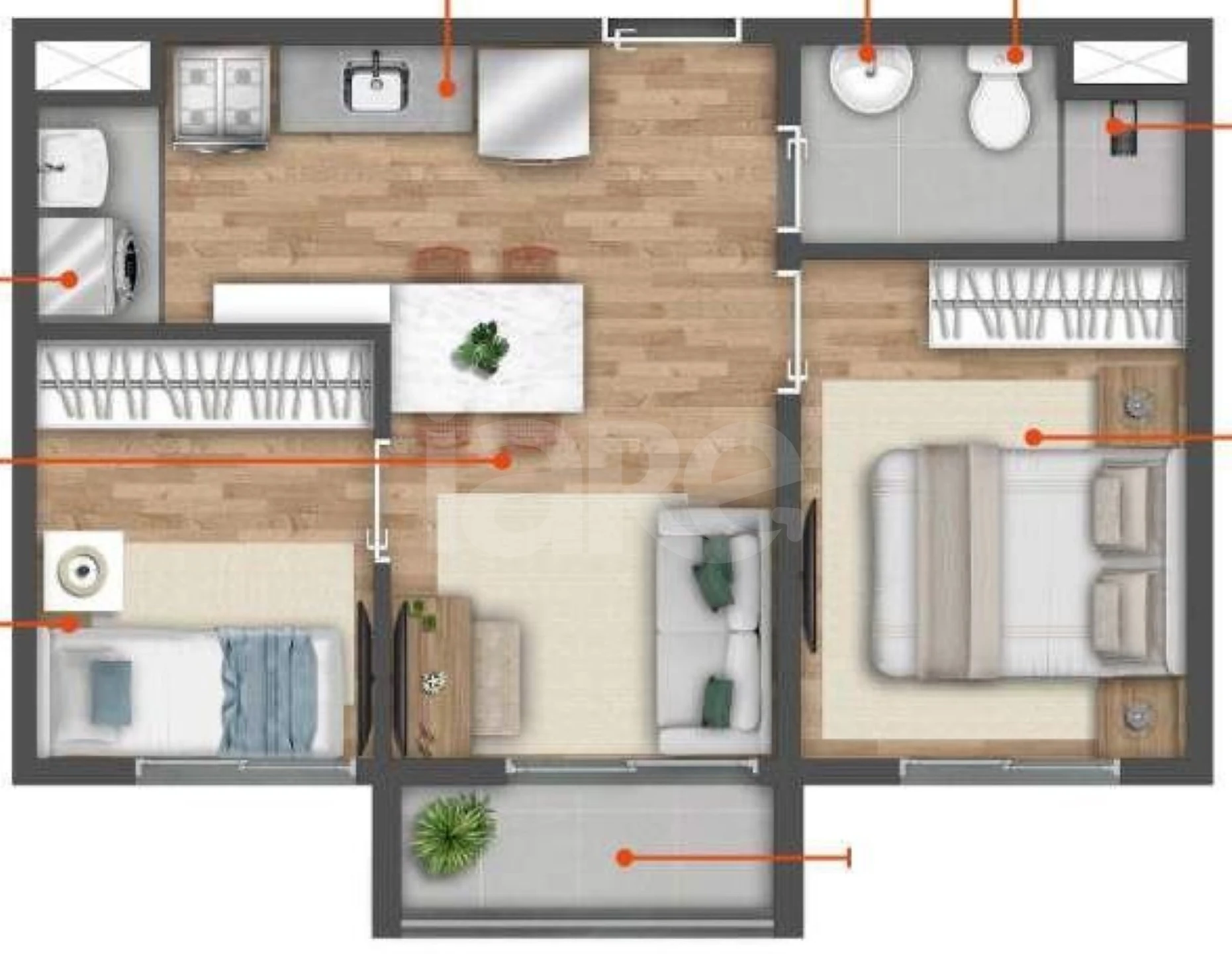 Planta — Apartamento 36,71 m²