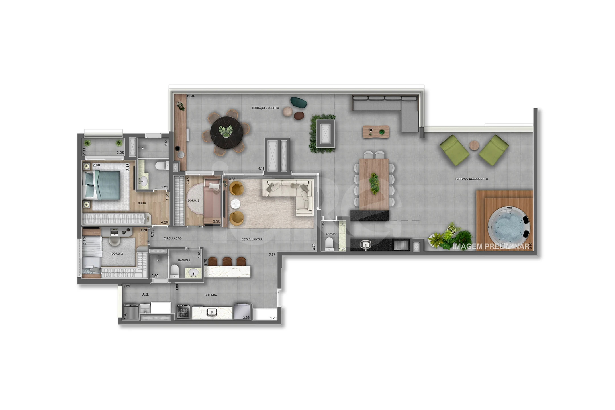 Planta — Cobertura Horizontal 243 m²