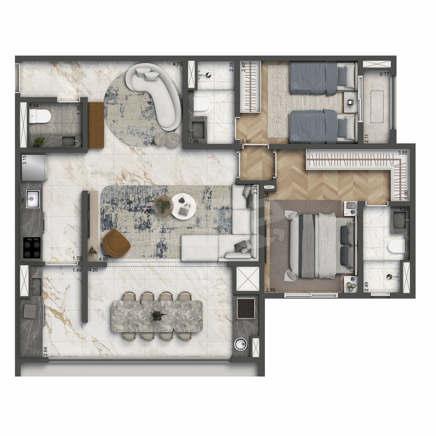 Planta — Apartamento 89,9 m²