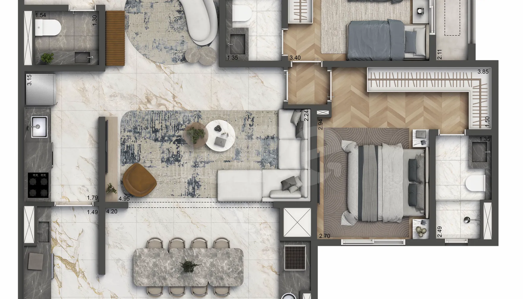 Planta — Apartamento 89,9 m²