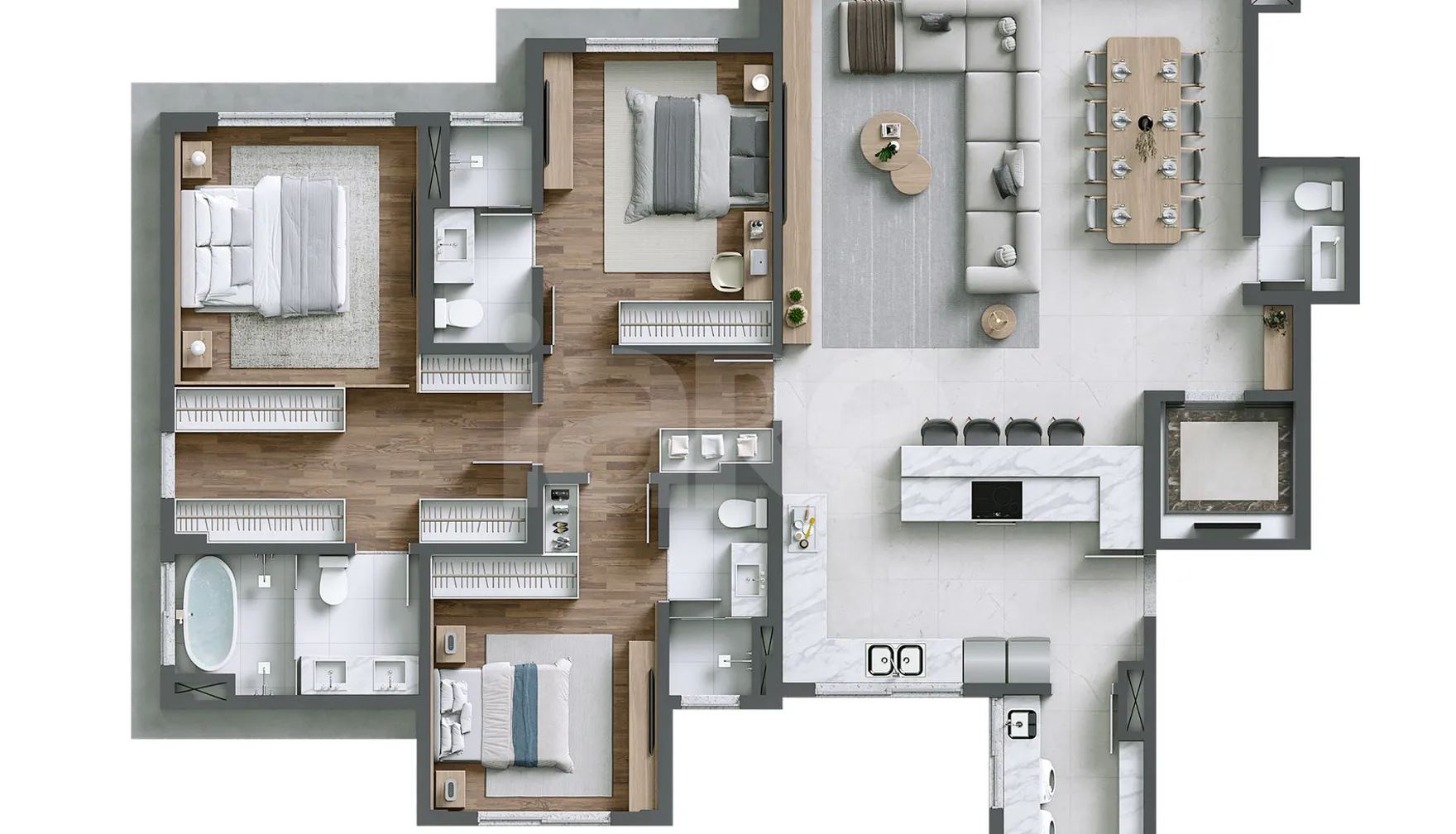 Planta — Planta 01 - 3 dorm 162,67 m²